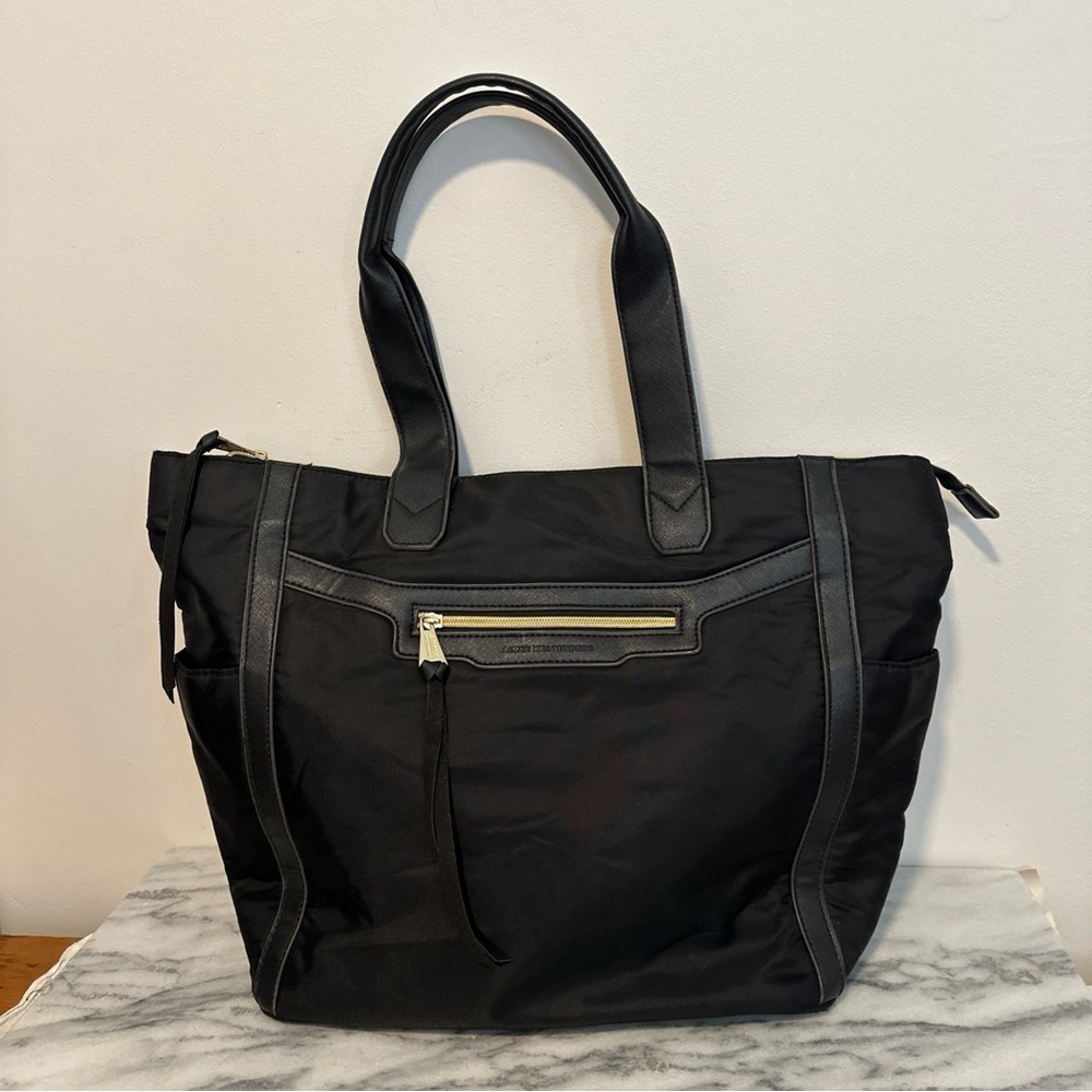 AIMEE KESTENBERG Sicily Black Nylon with Leather Trims Large shoulder tote bag